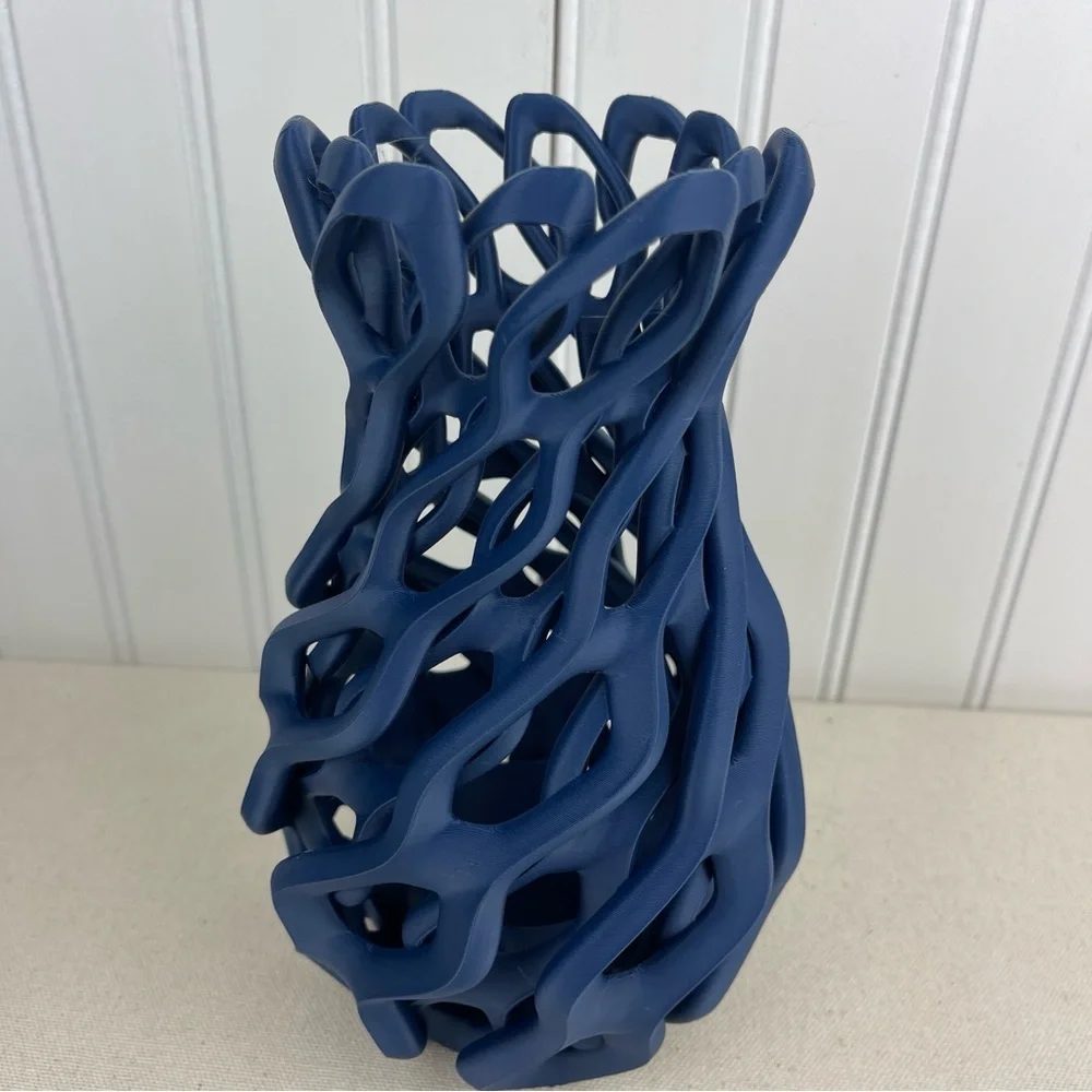 Sculptural Vase, Chain Vase, Wavy Openwork Decorative Vase